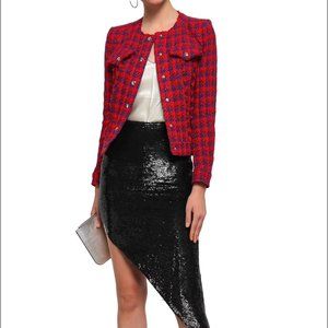 IRO Quilombe frayed checked metallic tweed jacket